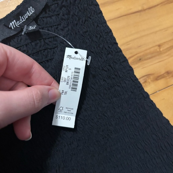 Madewell The Melody Smocked Poplin Midi Dress Size Small New With Tag Black - Picture 5 of 6